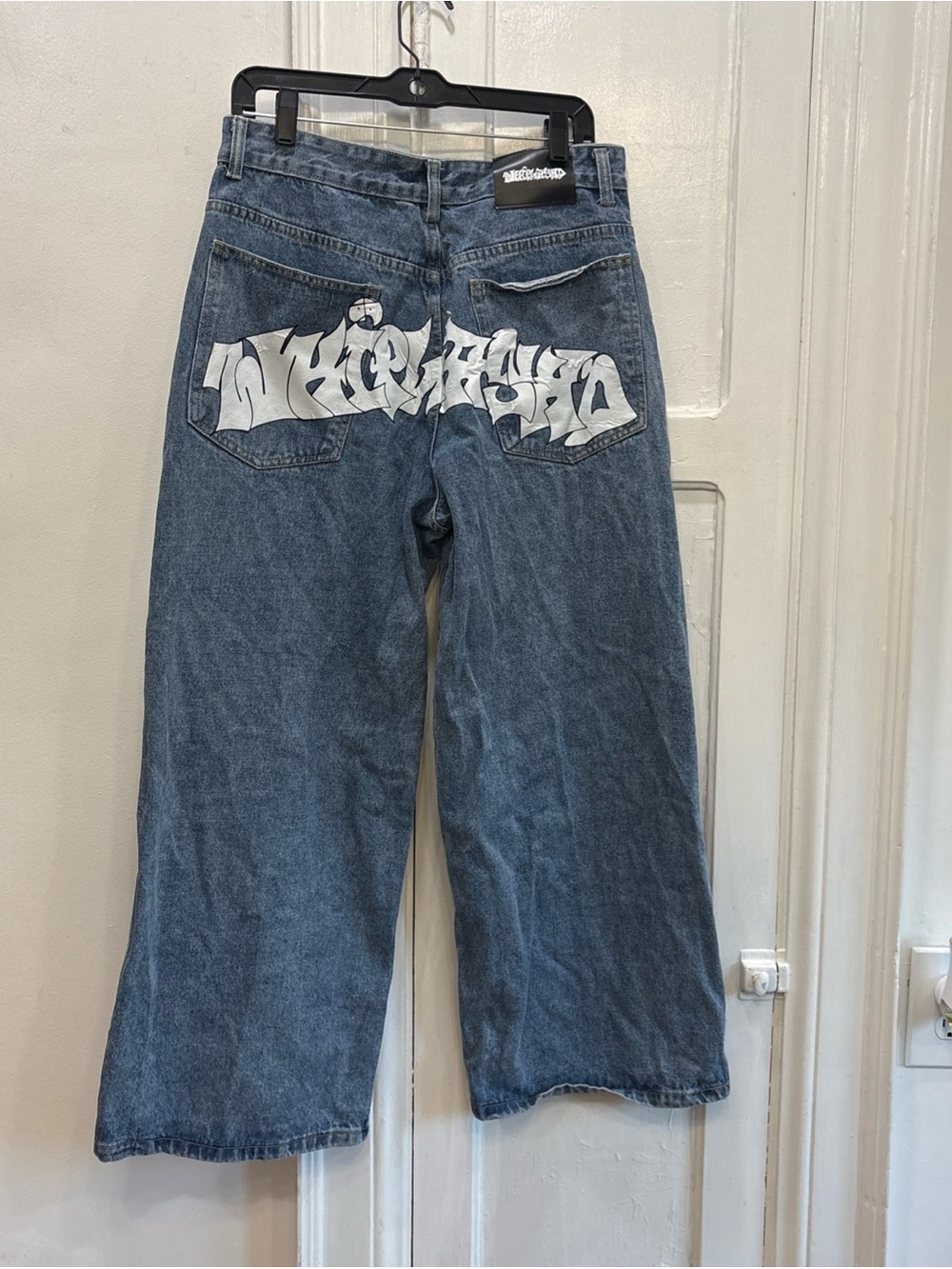 Life After Denim Relaxed Blue Jeans with White Back Graphic 31”